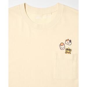 Uniqlo Final Fantasy 14 FFXIV Chocobo Moogle Fat Cat Pocket T-shirt in Natural